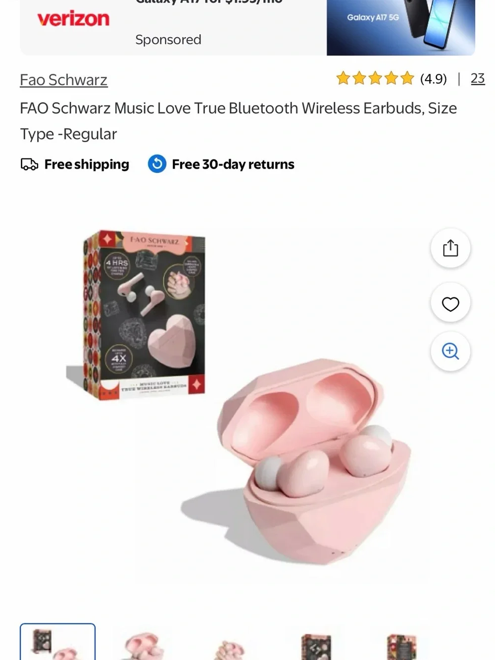 FAO Schwarz Heart-Shaped Wireless Earbuds – Light Pink